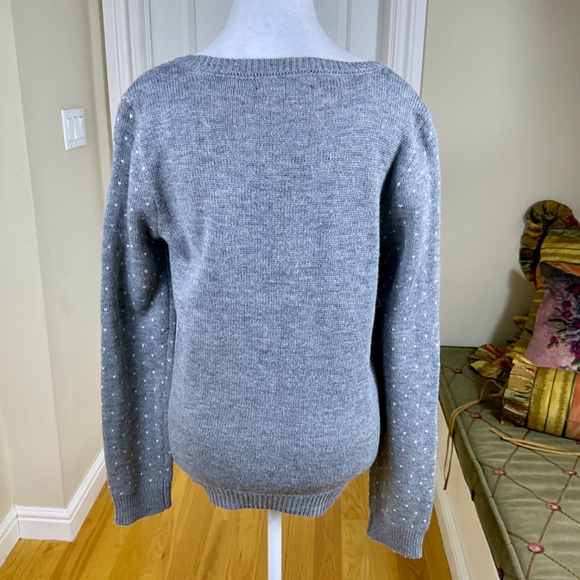 Penguin Christmas Sweater Gray Multi Sequins (L) - Picture 4 of 7